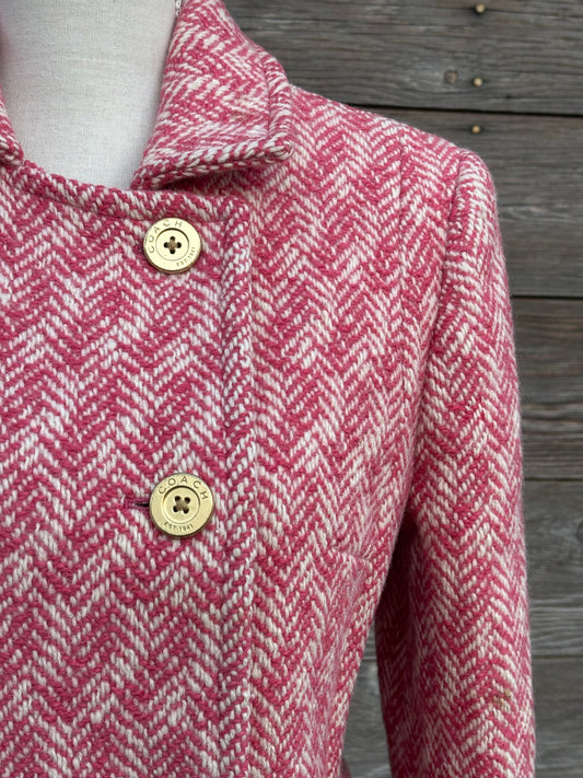 Y2K Coach Herringbone pink coat