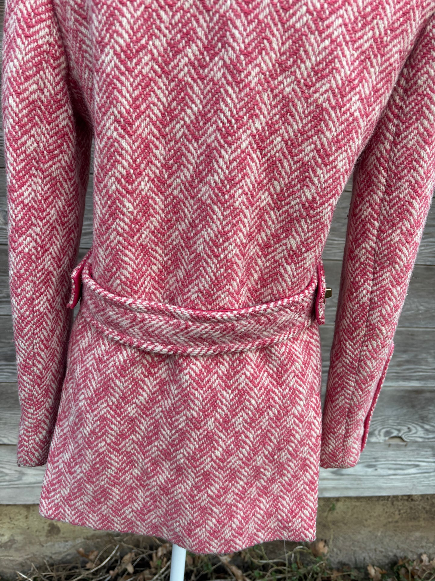 Y2K Coach Herringbone pink coat