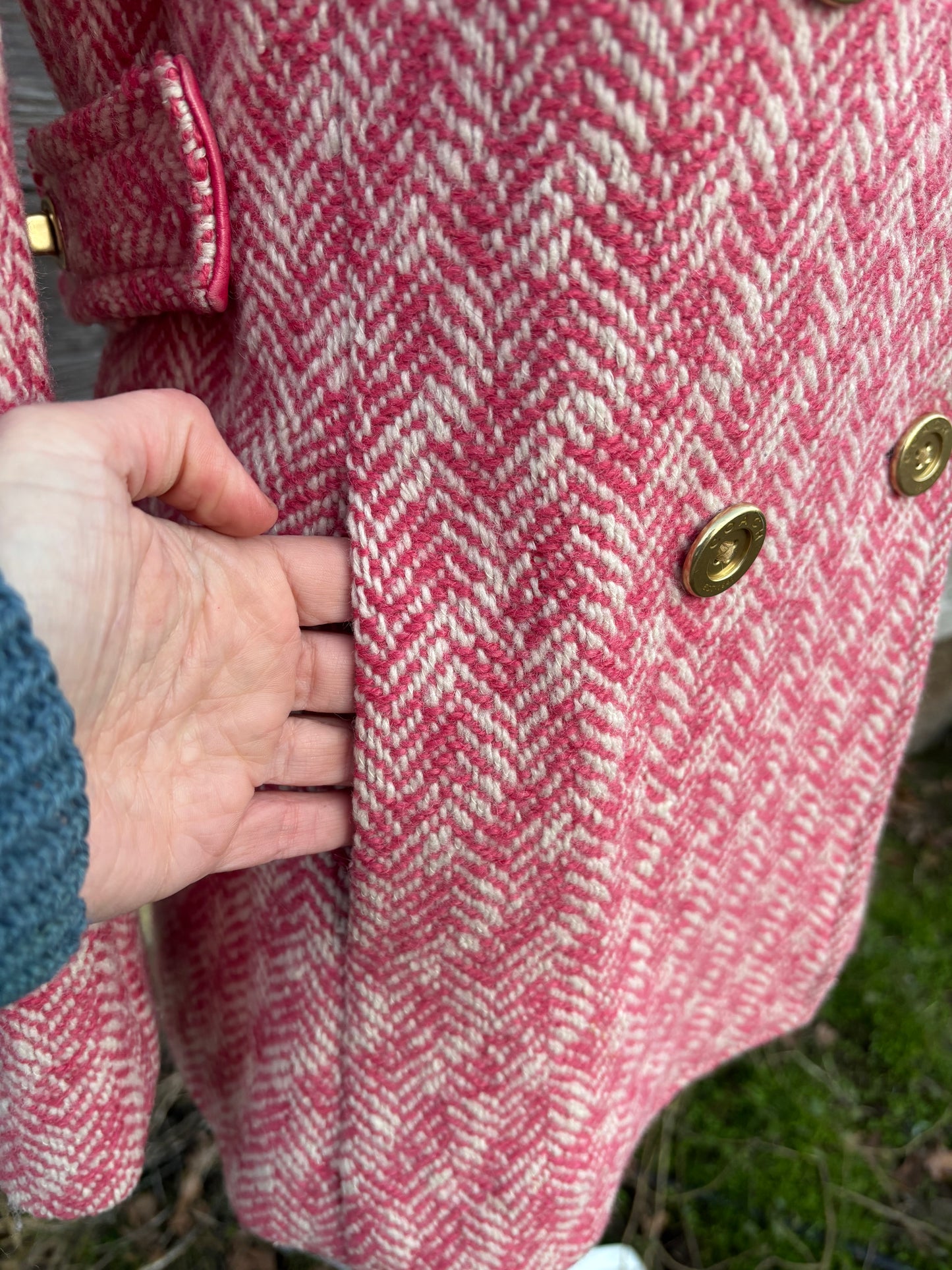 Y2K Coach Herringbone pink coat