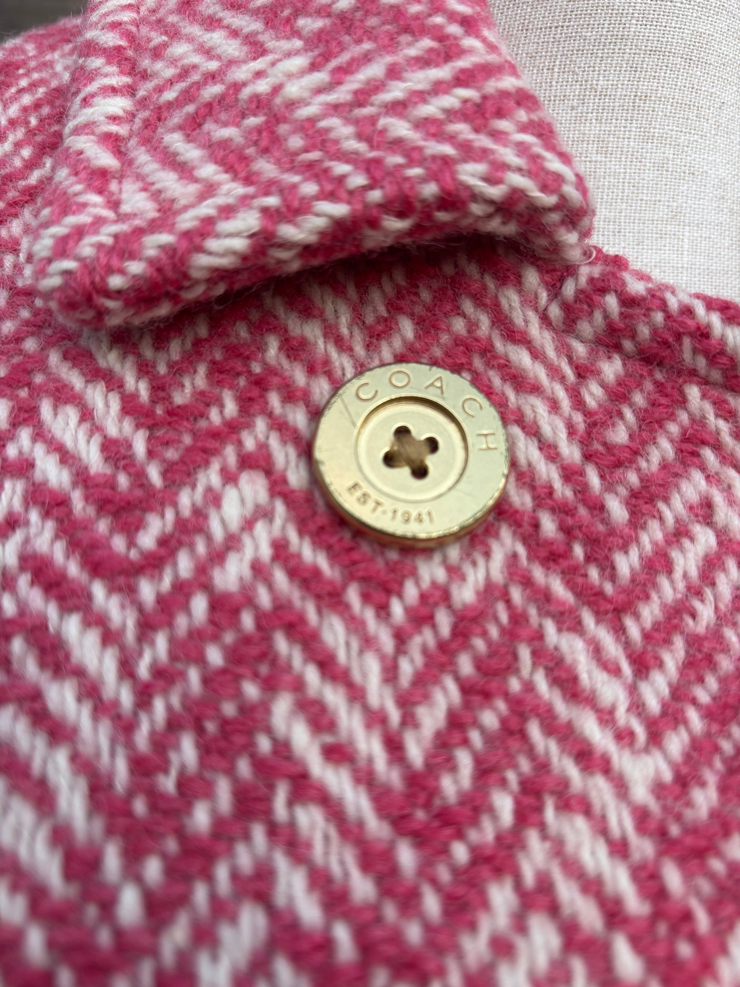 Y2K Coach Herringbone pink coat