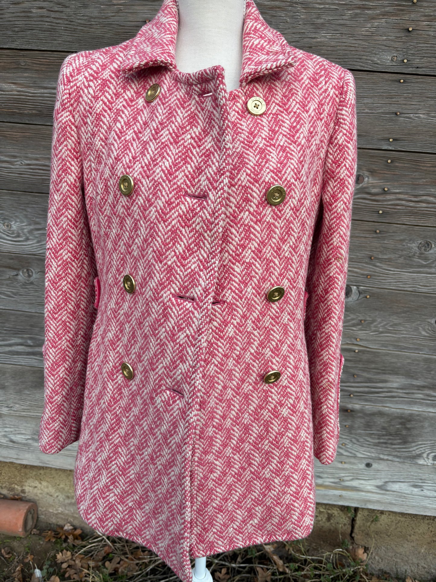 Y2K Coach Herringbone pink coat