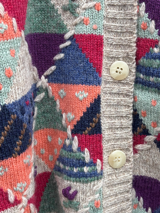 Eddie Bauer triangle patchwork cardigan