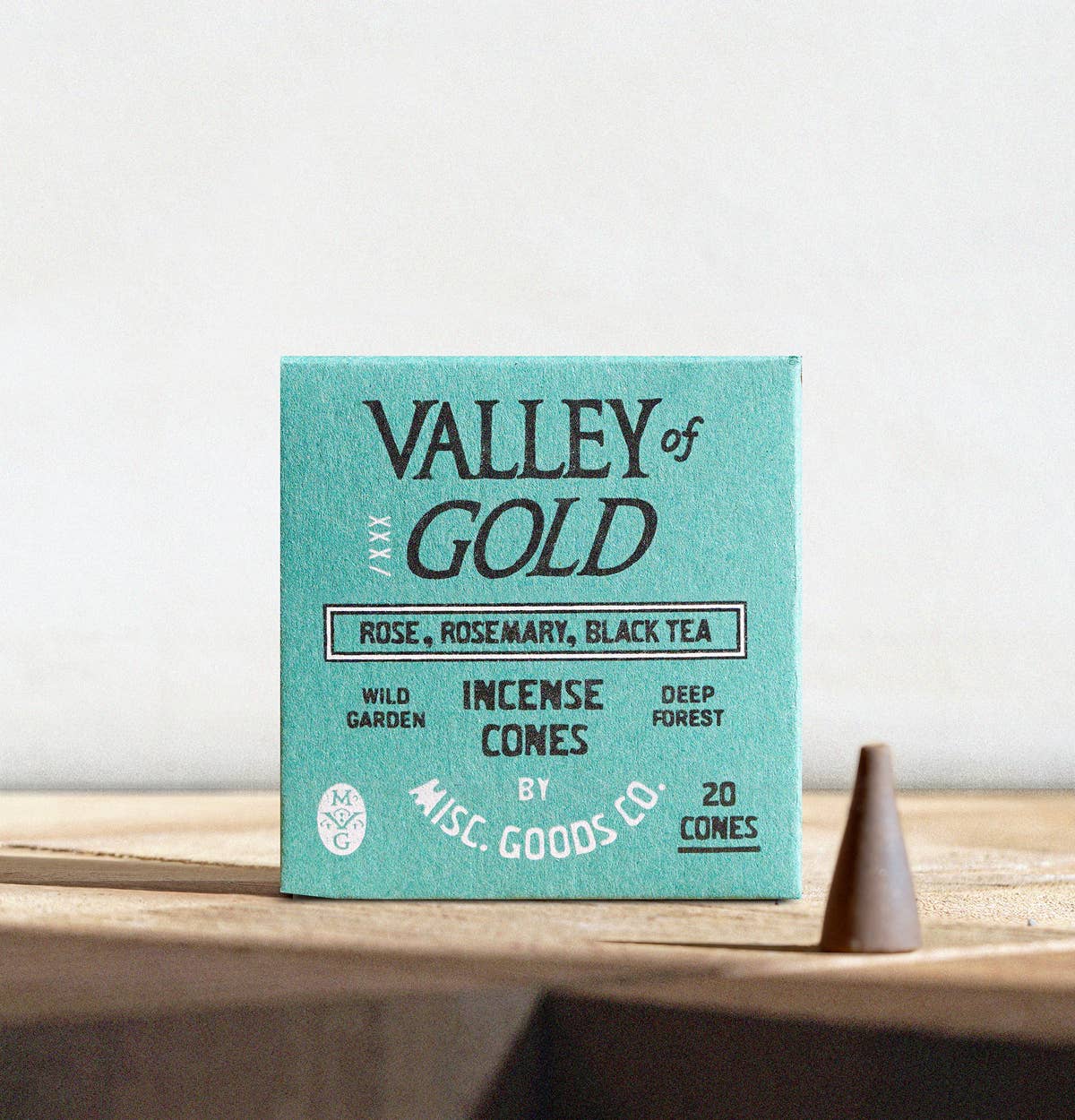 Misc Goods Co. - Valley of Gold Incense Cones – Wildflowers, Rose & Rosemary | Clean Burning, 20-Pack