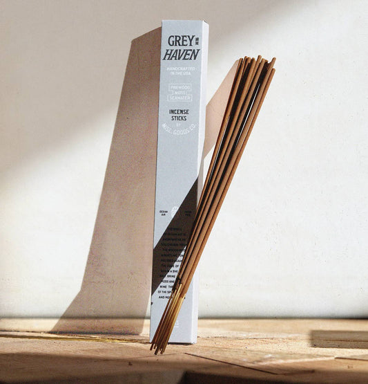 Greyhaven Natural Incense Sticks | Sea Air, Pinewood & Moss | Clean Burning | 20-Pack