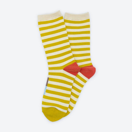 socks | Yellow and White Striped Crew Socks | Unisex